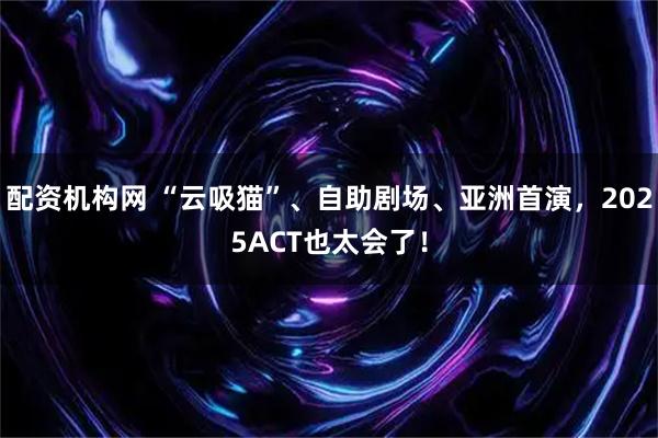 配资机构网 “云吸猫”、自助剧场、亚洲首演，2025ACT也太会了！